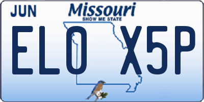 MO license plate EL0X5P