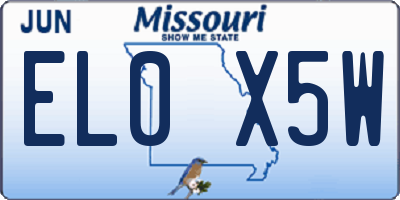 MO license plate EL0X5W