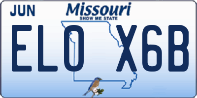 MO license plate EL0X6B