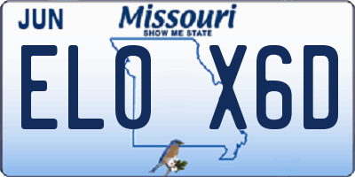 MO license plate EL0X6D