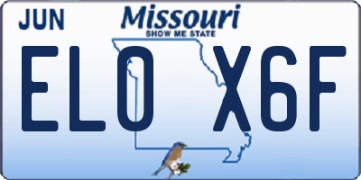 MO license plate EL0X6F