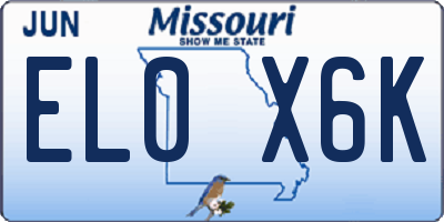 MO license plate EL0X6K