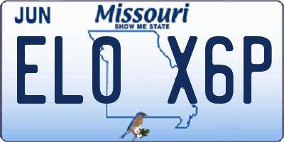 MO license plate EL0X6P