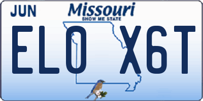 MO license plate EL0X6T