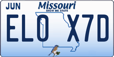 MO license plate EL0X7D