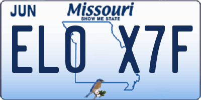 MO license plate EL0X7F