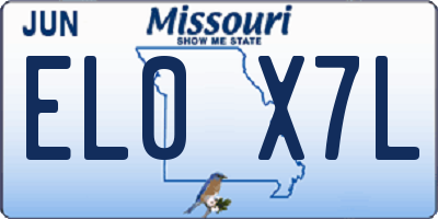 MO license plate EL0X7L
