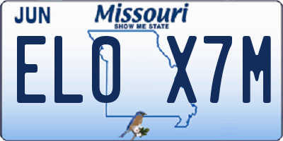MO license plate EL0X7M