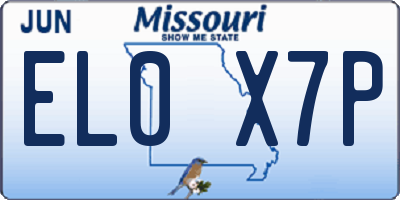 MO license plate EL0X7P