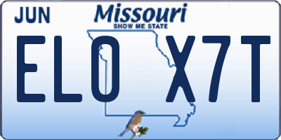 MO license plate EL0X7T