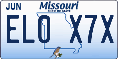 MO license plate EL0X7X