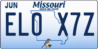 MO license plate EL0X7Z