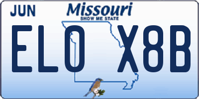 MO license plate EL0X8B