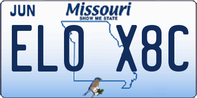 MO license plate EL0X8C