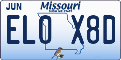 MO license plate EL0X8D