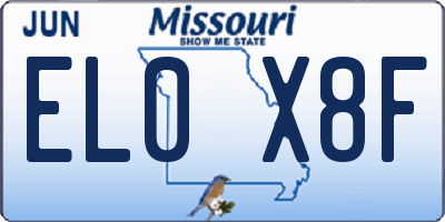 MO license plate EL0X8F