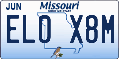 MO license plate EL0X8M