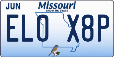 MO license plate EL0X8P