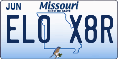 MO license plate EL0X8R