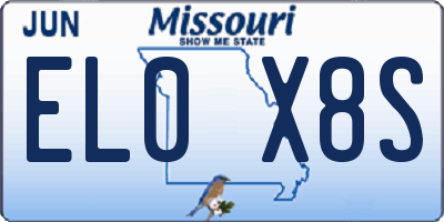 MO license plate EL0X8S