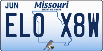 MO license plate EL0X8W