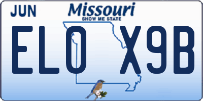 MO license plate EL0X9B