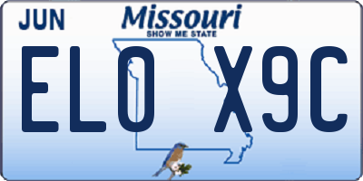 MO license plate EL0X9C