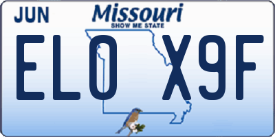 MO license plate EL0X9F