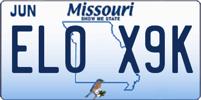 MO license plate EL0X9K