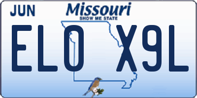MO license plate EL0X9L