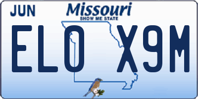 MO license plate EL0X9M