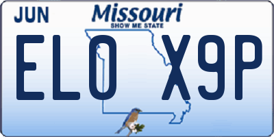 MO license plate EL0X9P