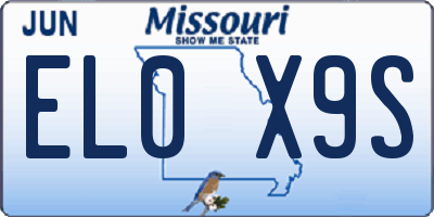 MO license plate EL0X9S