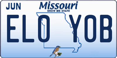 MO license plate EL0Y0B