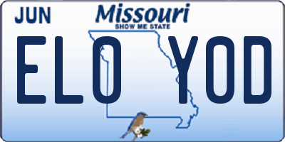 MO license plate EL0Y0D