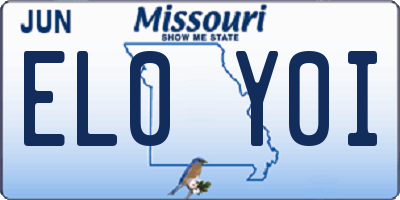 MO license plate EL0Y0I