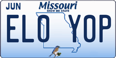 MO license plate EL0Y0P