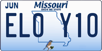 MO license plate EL0Y1O