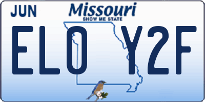 MO license plate EL0Y2F