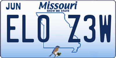 MO license plate EL0Z3W