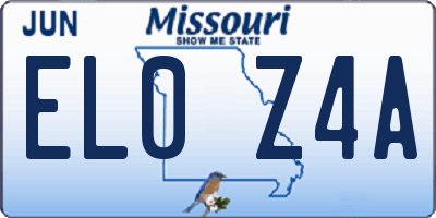 MO license plate EL0Z4A