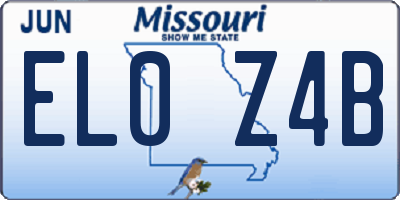 MO license plate EL0Z4B