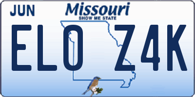 MO license plate EL0Z4K