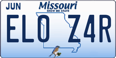 MO license plate EL0Z4R