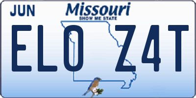 MO license plate EL0Z4T