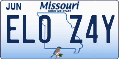 MO license plate EL0Z4Y