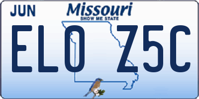 MO license plate EL0Z5C