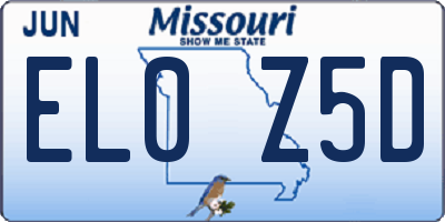 MO license plate EL0Z5D