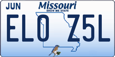 MO license plate EL0Z5L