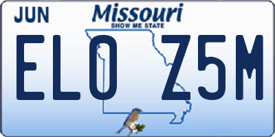 MO license plate EL0Z5M
